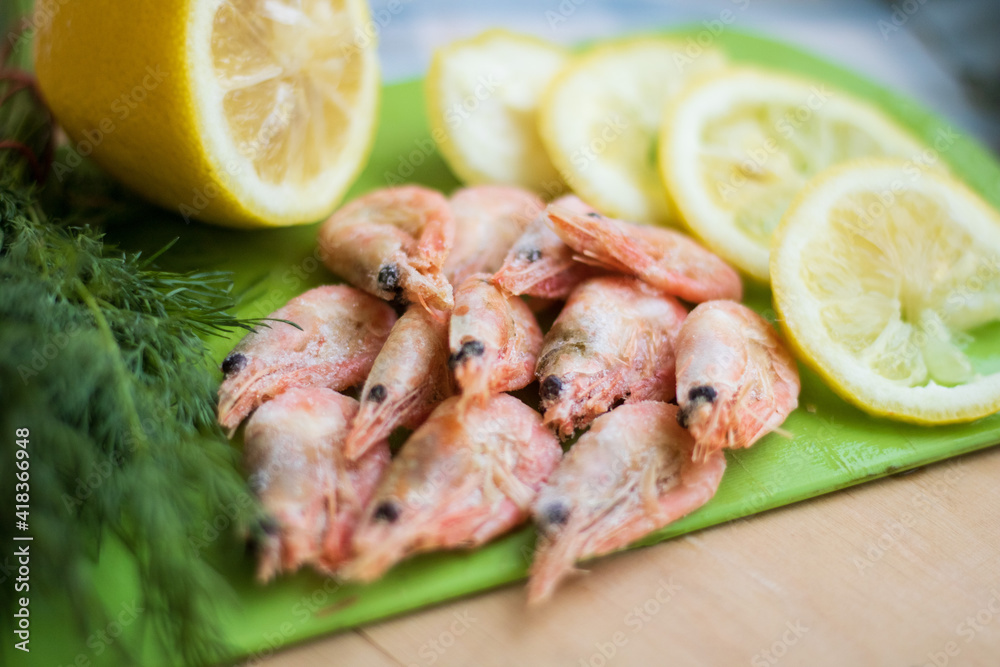 fresh shrimp or raw shrimp on wooden board with ingredients fresh shrimp or raw shrimp on wooden board with ingredients