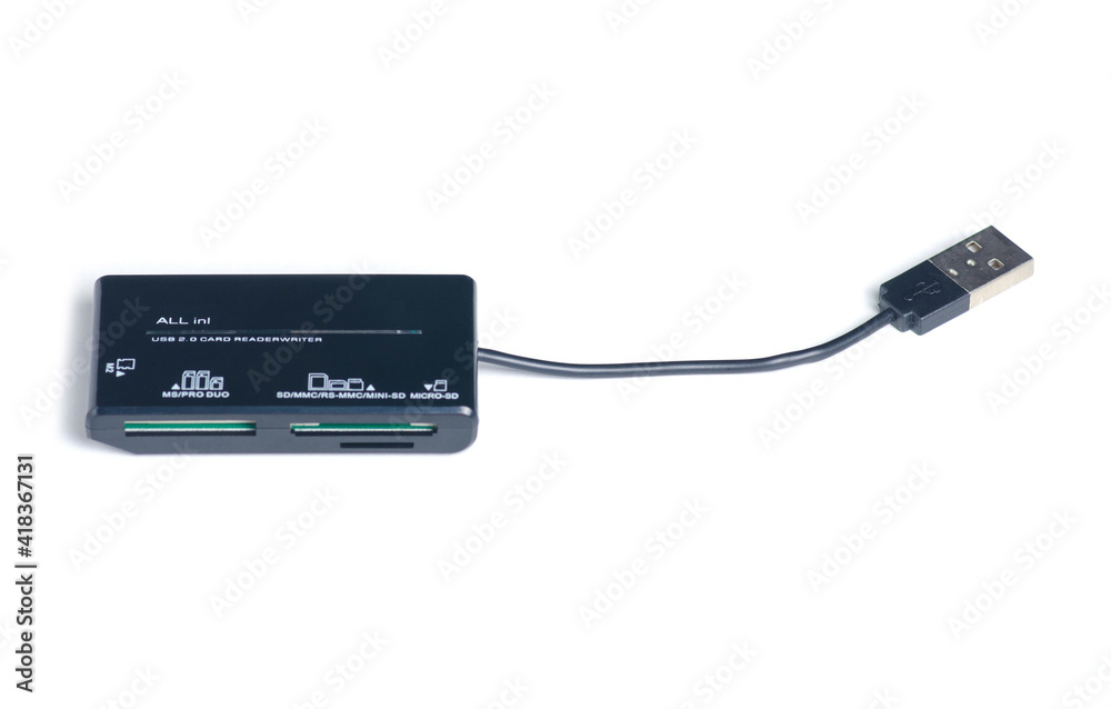 USB card reader on a white background isolation USB card reader on a white background isolation