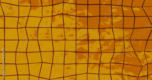 Render with abstract background of curved yellow tiles