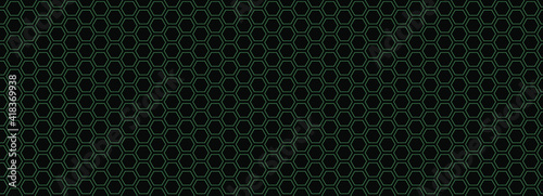 Wallpaper Mural Green hexagon light and black abstract background Torontodigital.ca