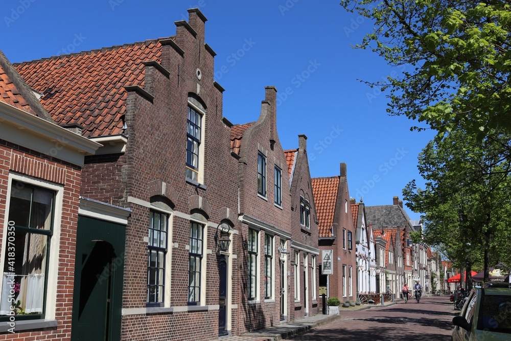 Edam Street View with Historic Dutch House Facades
