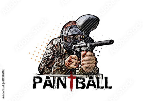Paintball player vector illustration on white background