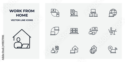 Set of Work from home Icon. business online job pack symbol template for graphic and web design collection logo vector illustration