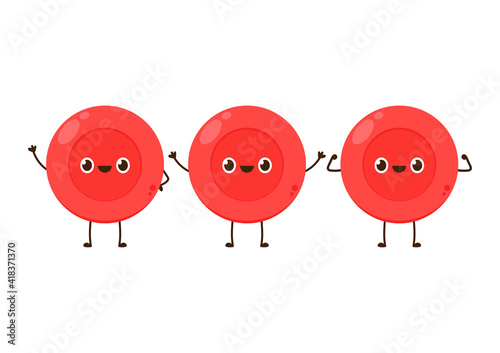 Red blood cell character design. Red blood cell vector. free space for text.
