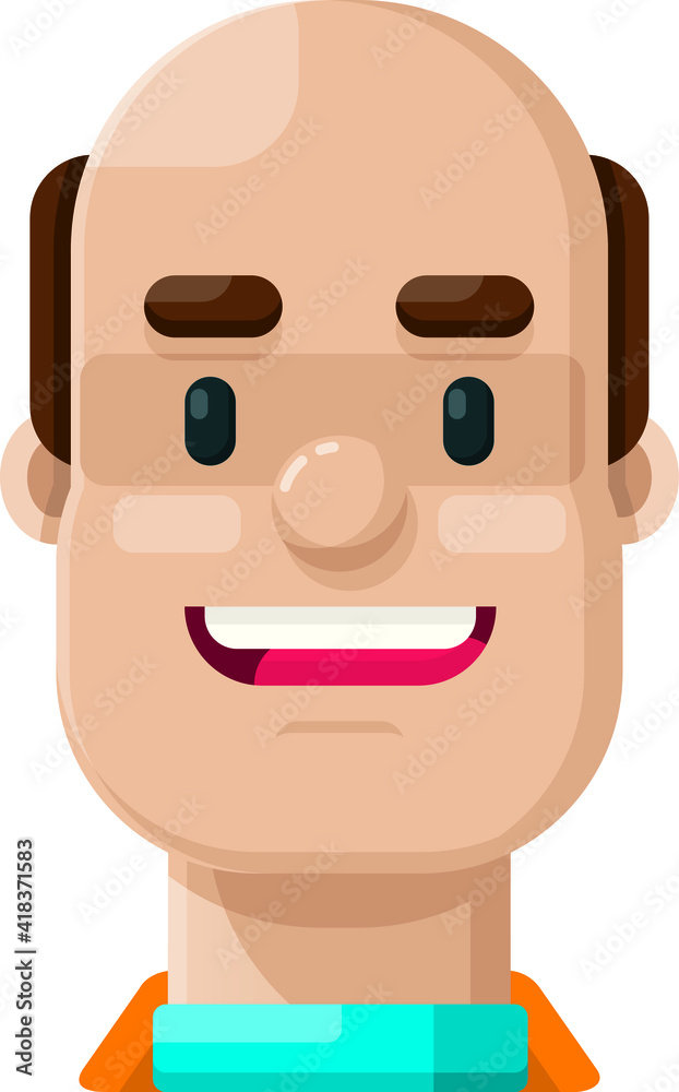 Happy Bald Man Flat Vector Illustration Icon Happy Bald Man Flat Vector Illustration Icon