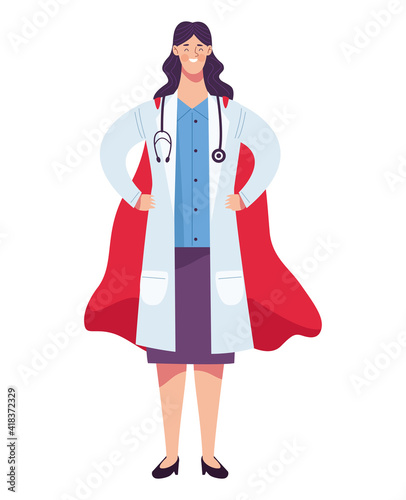 hero female doctor with stethoscope