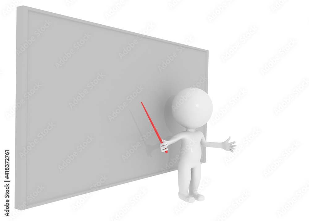 teacher teaching on blackbord 3d humnan character - 3d rendering