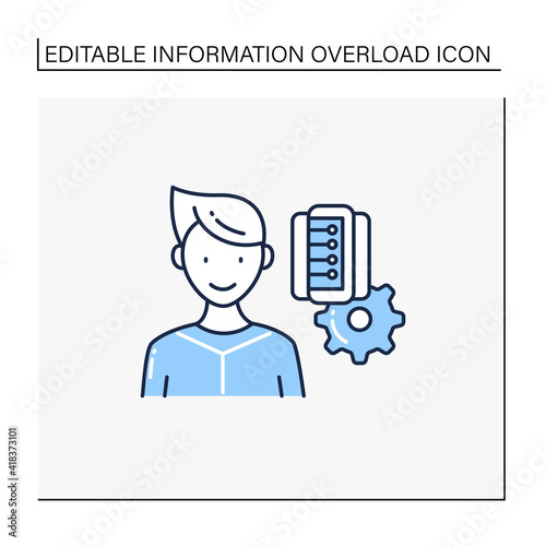 Information management line icon. Collect, manage, preserve, store and deliver information. Information overload concept. Isolated vector illustration.Editable stroke