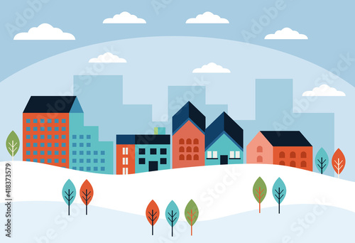 winter buildings cityscape