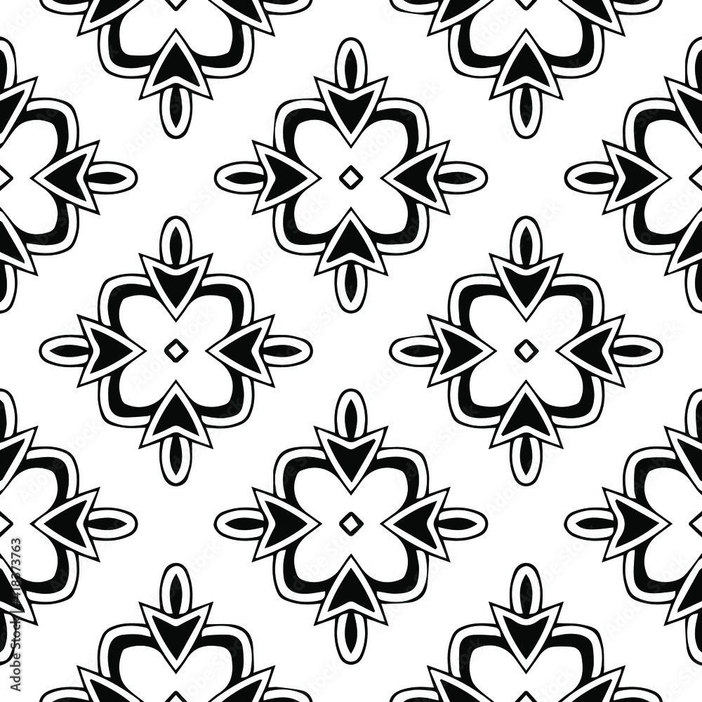 Geometric vector pattern with triangular elements. Seamless abstract ornament for wallpapers and backgrounds. Black and white patterns..
Geometric vector pattern with triangular elements. Seamless abstract ornament for wallpapers and backgrounds. Black and white patterns..
