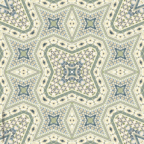 Spanish repeating ornament vector design. Damask geometric texture. Scarf print in ethnic style.