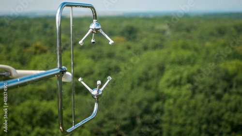 Tableau sur toile Eddy covariance systems consist sonic anemometer scientific tower station research gas analyzer wind carbon dioxide gas fluctuations