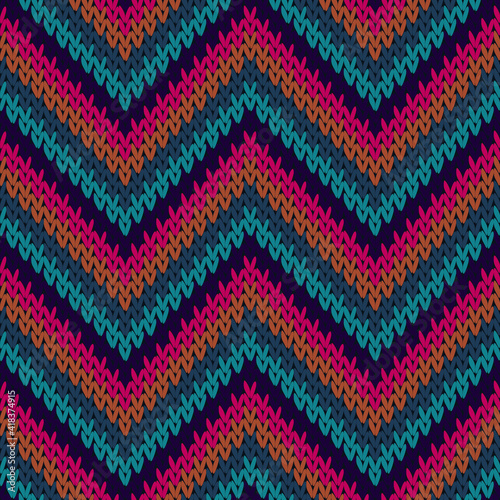 Bright zigzag chevron stripes knitted texture