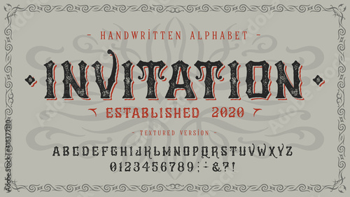 Font Invitation. Craft retro vintage type design