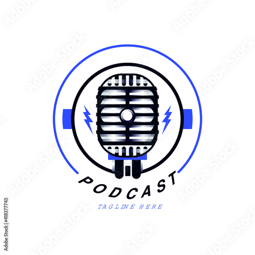 Vintage podcast,podcast logo,podcast cover,business logo,logo design, mic,microphone,music,studio,radio