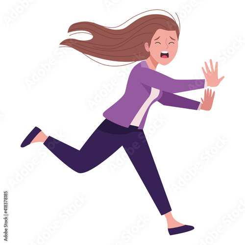businesswoman running extressed avatar character