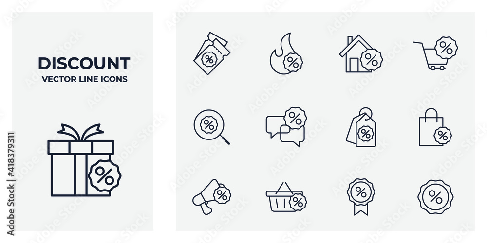 Set of Discount icon. Discount pack symbol template for graphic and web design collection logo vector illustration Set of Discount icon. Discount pack symbol template for graphic and web design collection logo vector illustration