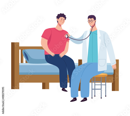 doctor with stethoscope examinating patient