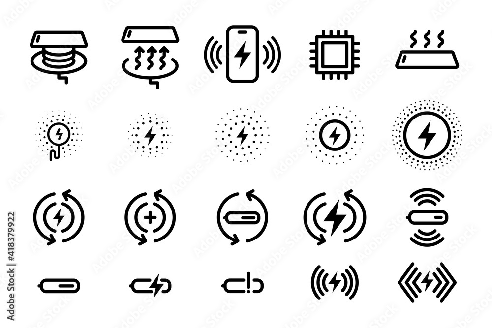 Wireless charger icon vector. element of charge smartphone without wires.