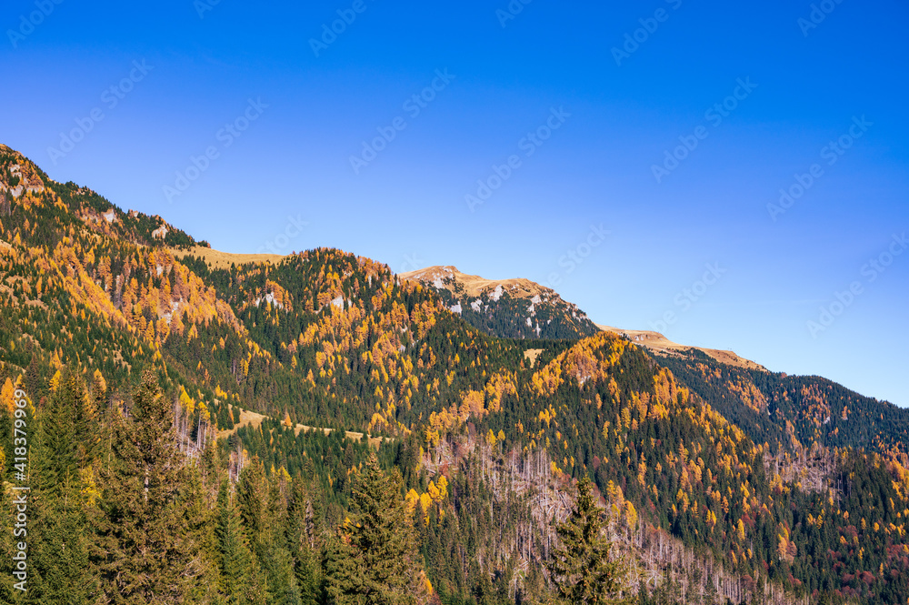 Autumnal mountain landscape in Romanian Carpathians