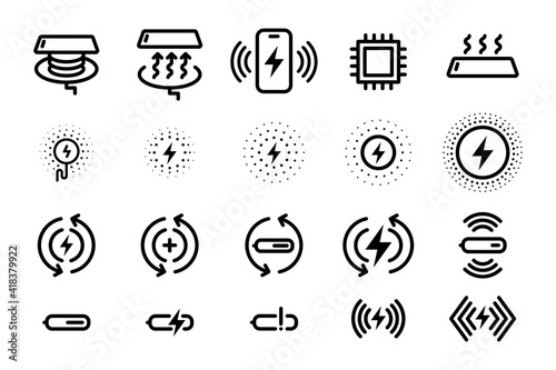 Wireless charger icon vector. element of charge smartphone without wires.