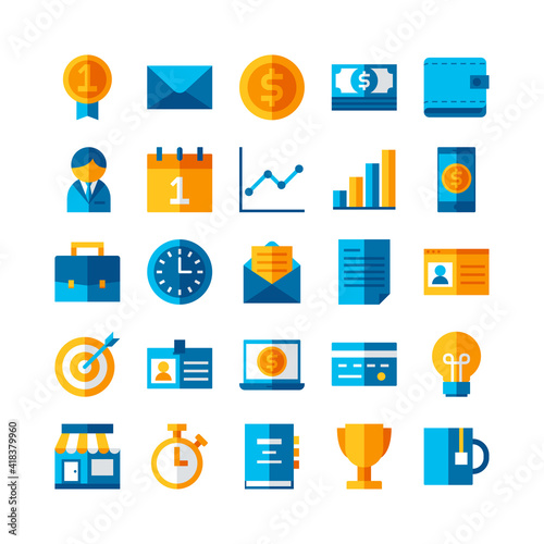 flat icon set profit business and money financial sme