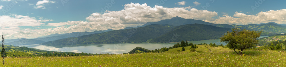 The mountain and the lake. Romania, Mount Ceahlau and the lake Izvorul Muntelui