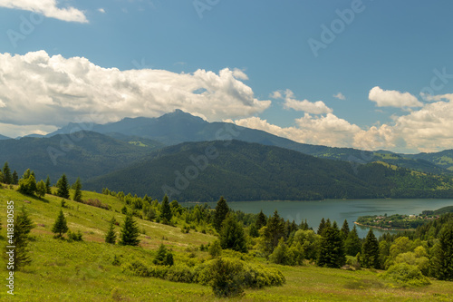 The mountain and the lake. Romania, Mount Ceahlau and the lake Izvorul Muntelui