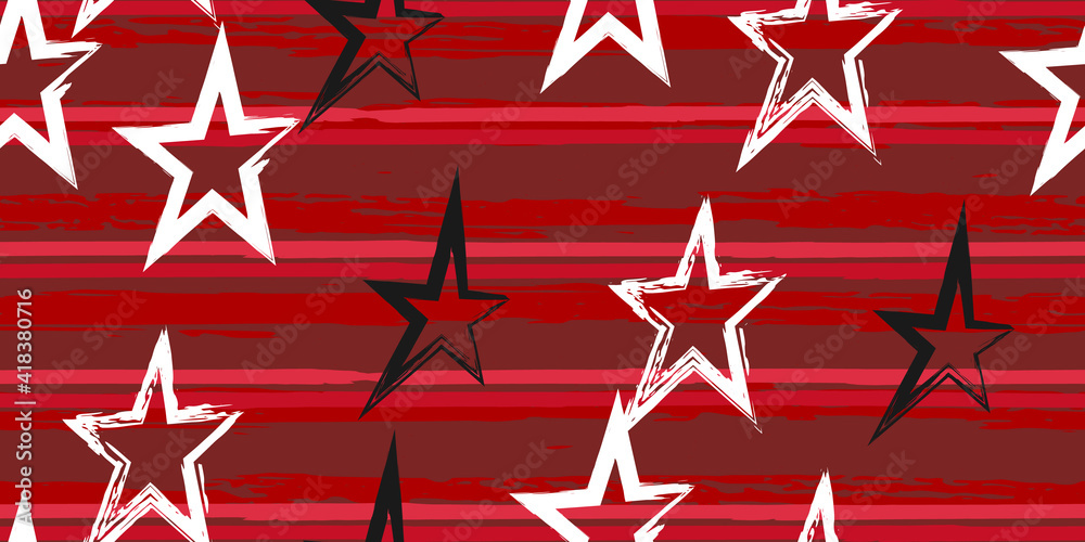 Grunge stripes with painted stars. Grunge stripes with painted stars.