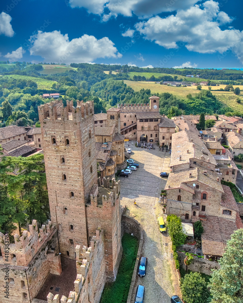 Drone view from  Castell'arquato italy