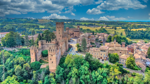 landscape and castle by drone  in Castell'arquato italy photo
