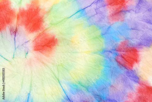 Tie Dye Pattern. Watercolor Background. Spiral Tie Dye Pattern. Bright Summer Colors Fabric. Trendy Hand Drawn Texture. Grunge Abstract Kaleidoscope. Vibrant Hippie Dirty Art.