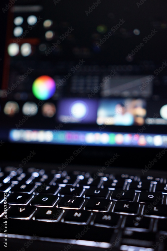 computer keyboard in home office or office. Access key lights