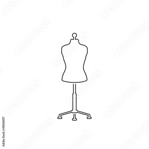 Sewing doll line icon. Mannequin vector illustration isolated. Fashion designer