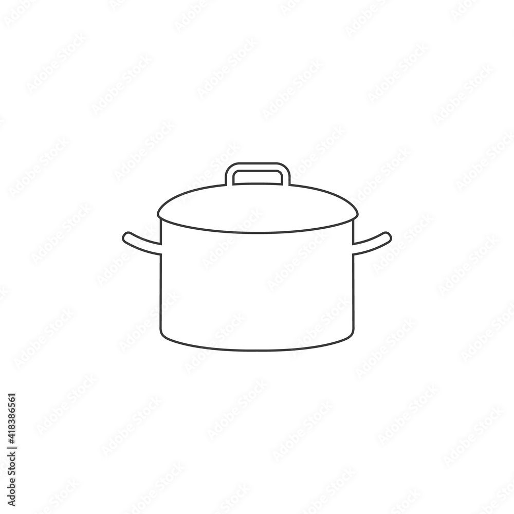 Cooking pot or stockpot stock pot flat vector line icon cooking Cooking pot or stockpot stock pot flat vector line icon cooking
