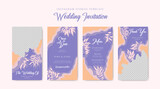 Wedding instagram stories template with colorful abstract floral background