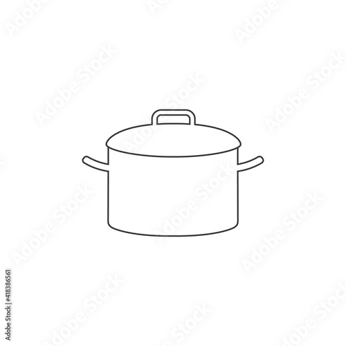 Cooking pot or stockpot stock pot flat vector line icon cooking
