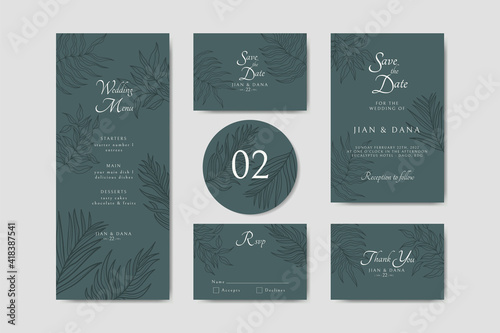 Elegant minimalistic floral wedding invitation template