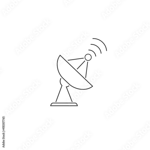 Satellite vector line icon, wireless satellite icon sign