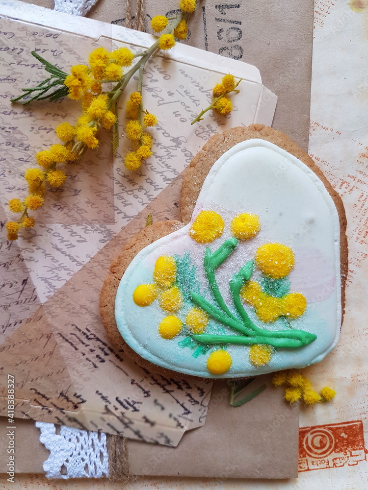 Gingerbread cookies on craft paper. March 8 Gingerbread cookies on craft paper. March 8