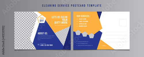 Cleaning Services Postcard Template, Postcard design, Event Card Design, Invitation Design, Professional Business Postcard Design, Washing Services Postcard.