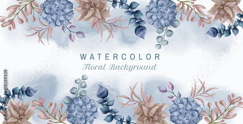 Watercolor floral background for wedding banner template
