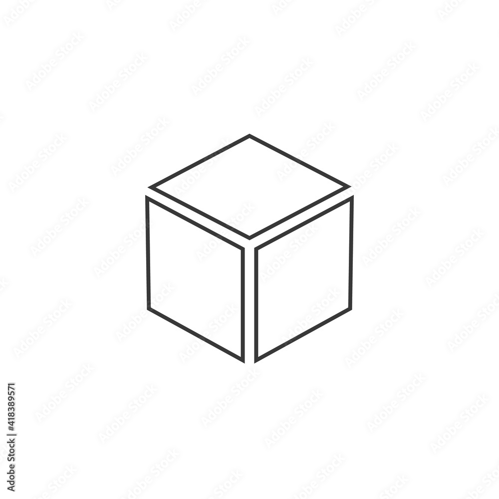 Cube vector in flat style line icon Cube vector in flat style line icon