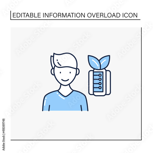 Information ecology line icon. Modeling info processes in human systems. Information overload concept. Isolated vector illustration.Editable stroke