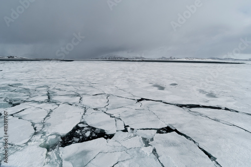 Pack ice, Murchinson Bay, Murchisonfjorden, Nordaustlandet, Svalbard, Norway photo