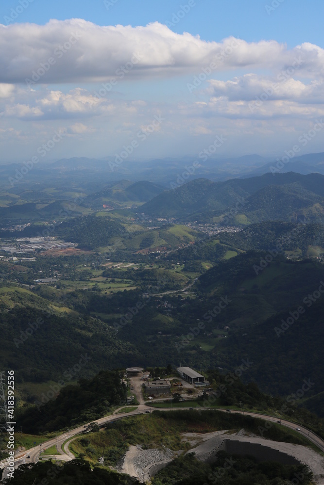 aerial view of the mountainous area of the city of Petrópolis in Rio de Janeiro. Drone photography