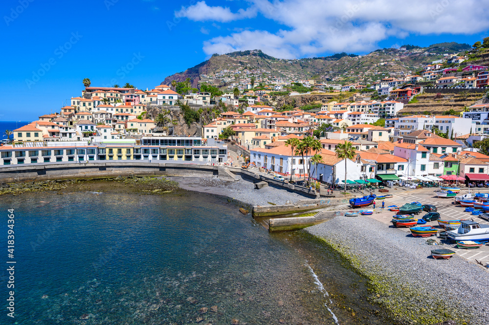 Camara de Lobos  - beautiful harbor bay and fishing village with beach - Madeira island, Portugal