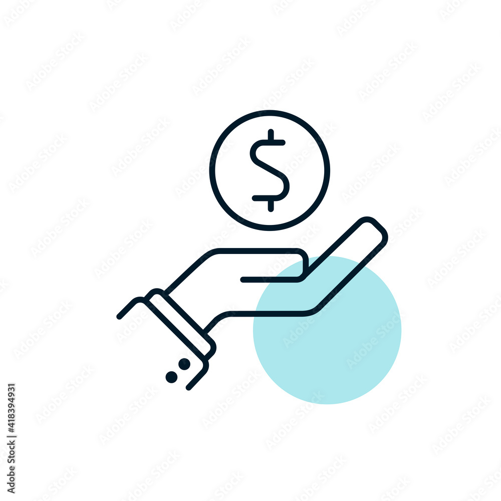 Pictograph of money in hand icon vector Pictograph of money in hand icon vector