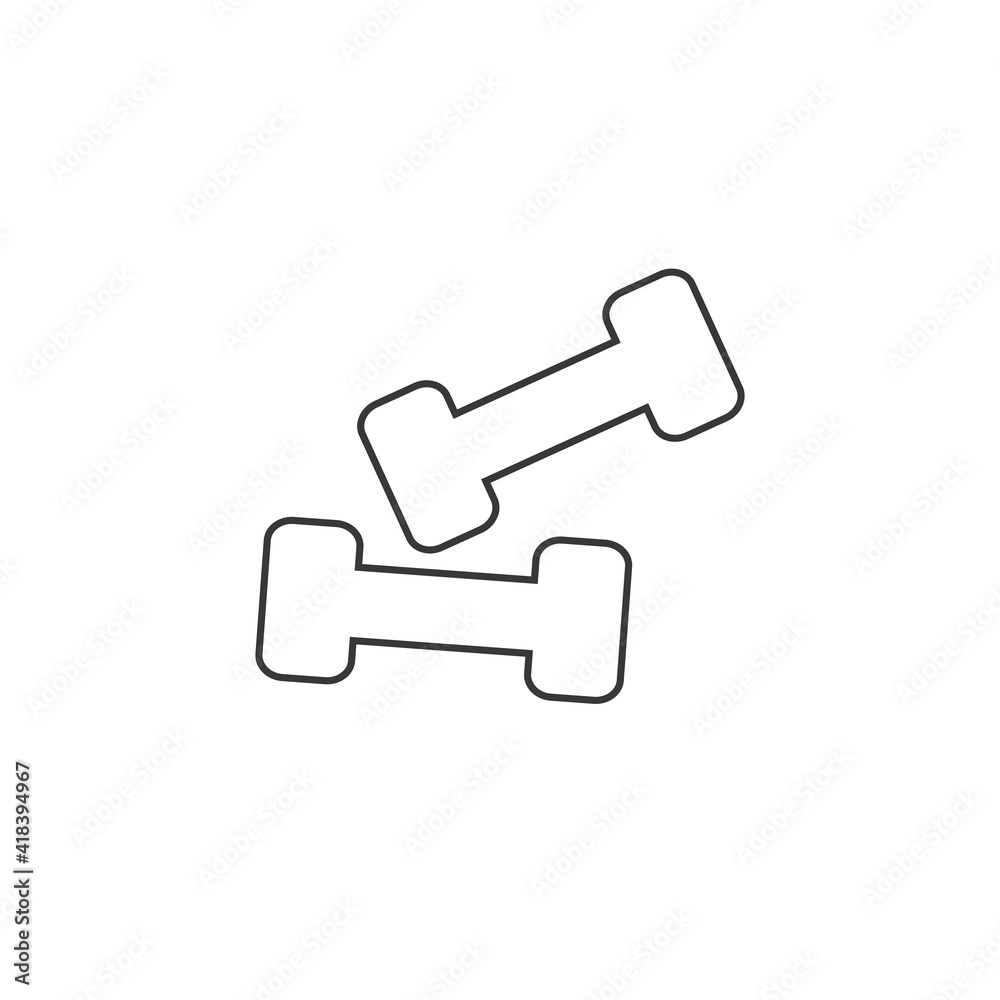 Dumbbells line icon isolated on white background vector Dumbbells line icon isolated on white background vector