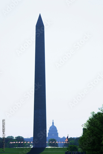 USA, Washington DC. Capitol Building and Washington Monument.